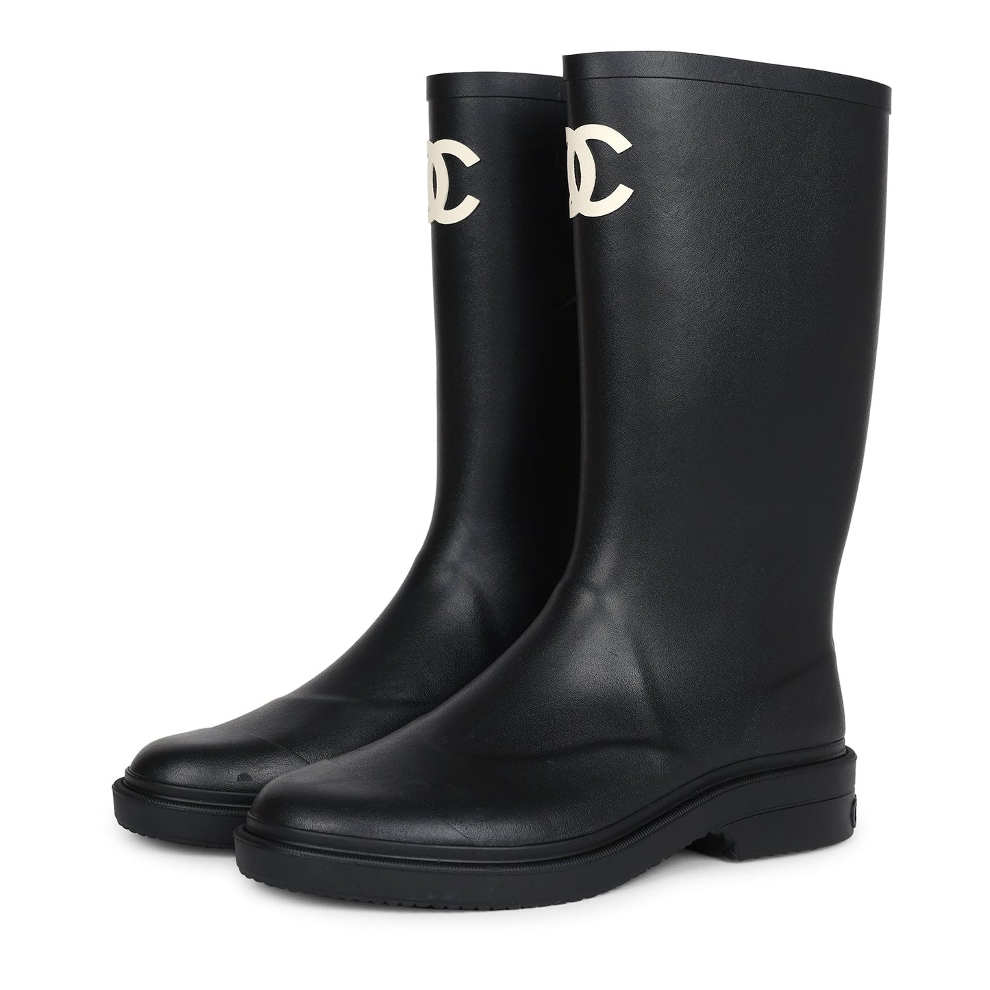 Bottes Noires Hautes en Caoutchouc CC