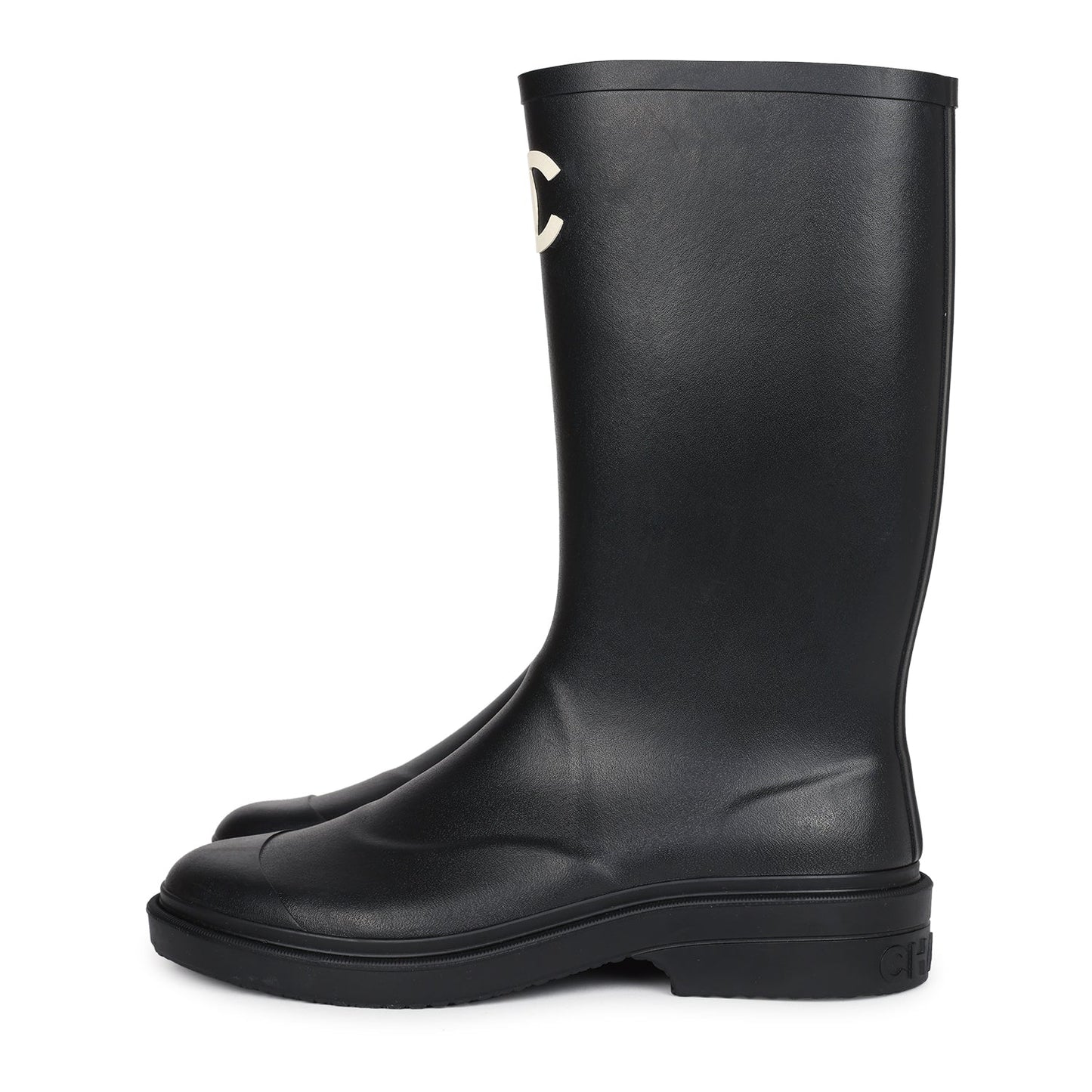 Bottes Noires Hautes en Caoutchouc CC