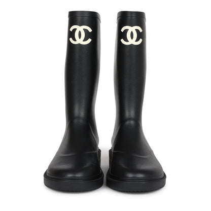 Bottes Noires Hautes en Caoutchouc CC