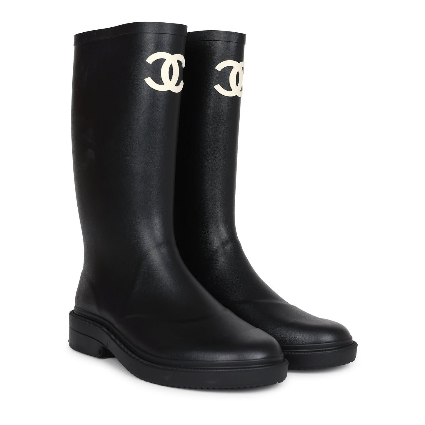 Bottes Noires Hautes en Caoutchouc CC