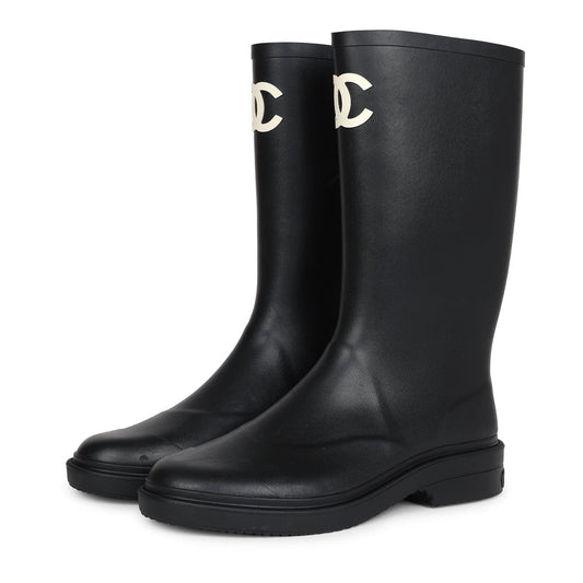 Bottes Noires Hautes en Caoutchouc CC