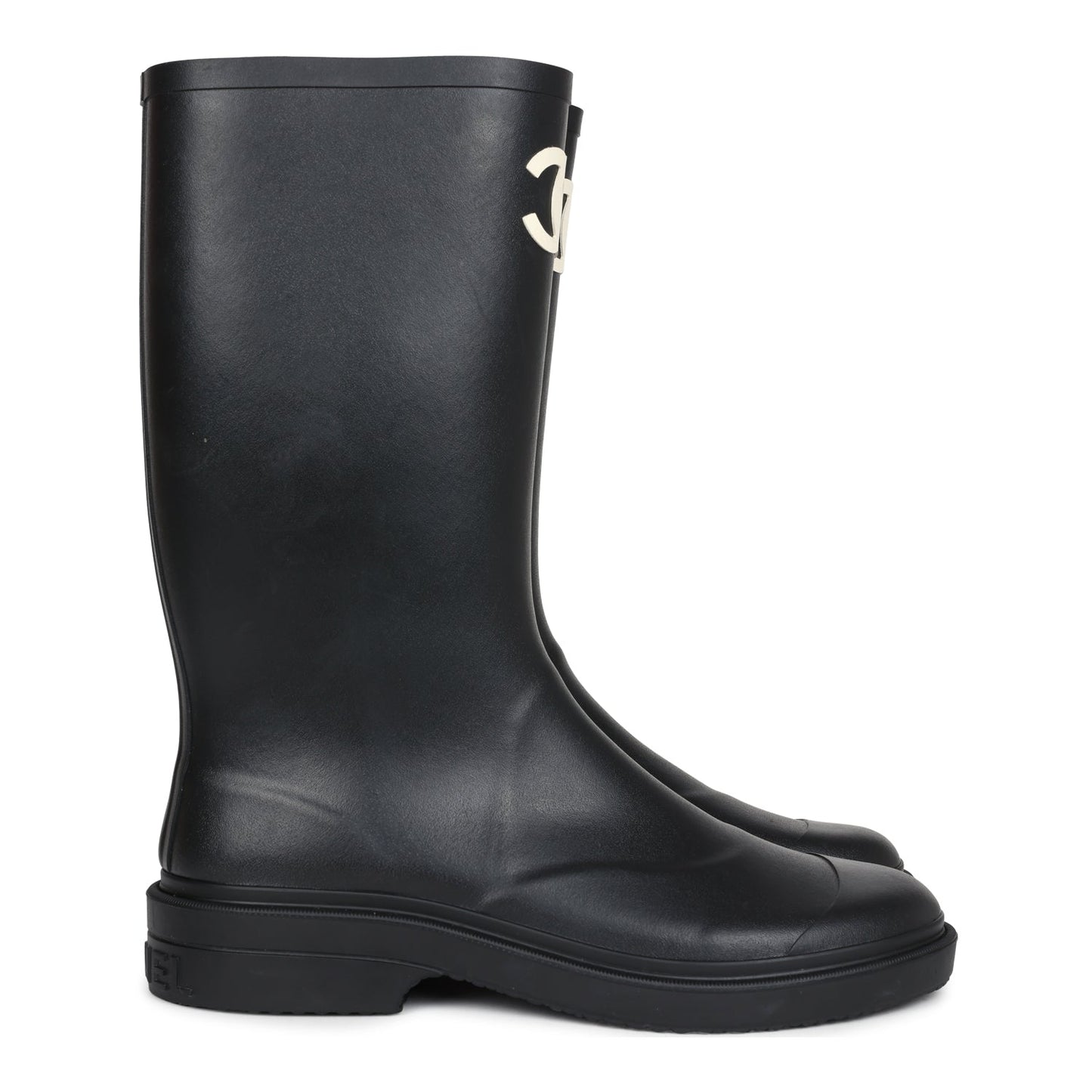 Bottes Noires Hautes en Caoutchouc CC